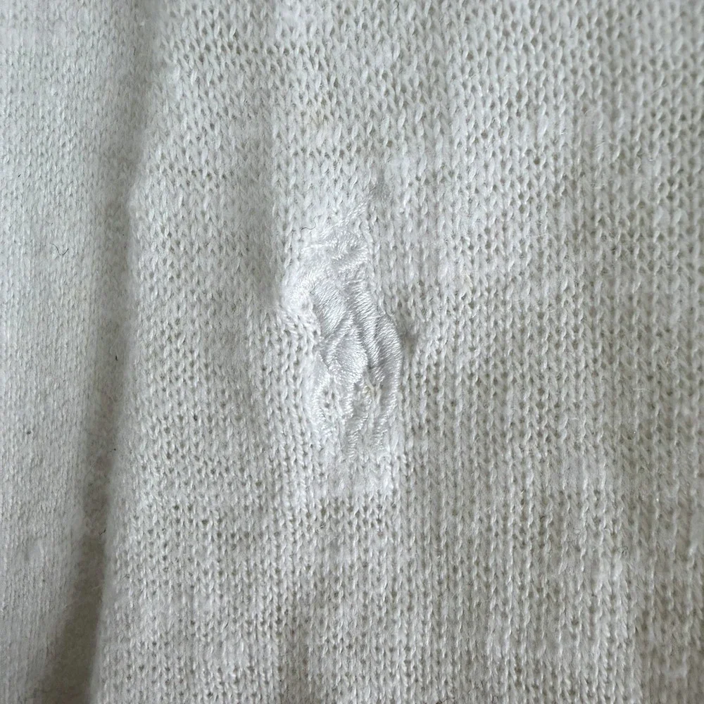 Ralph Lauren Sport White Cotton Linen Knit Cardigan Sweater XS